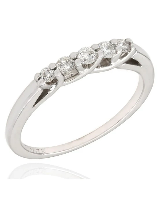 Prong Set Five Stone Diamond Band in 14k White Gold