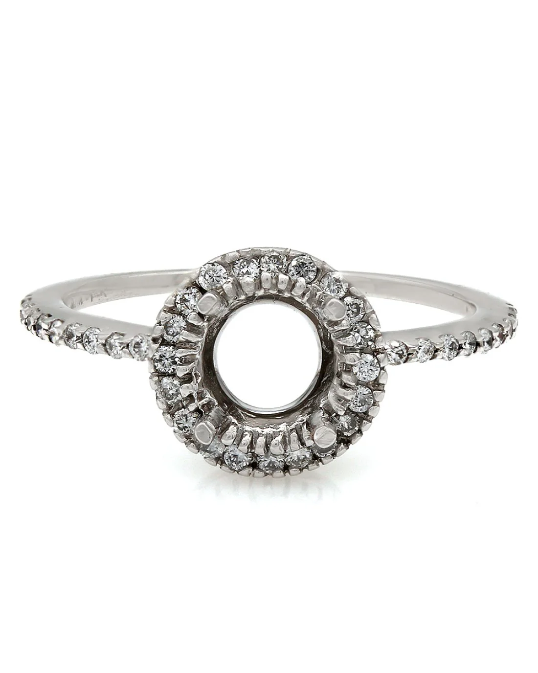 Prong Set Round Diamond Halo Mounting in 14k White Gold - Image 2