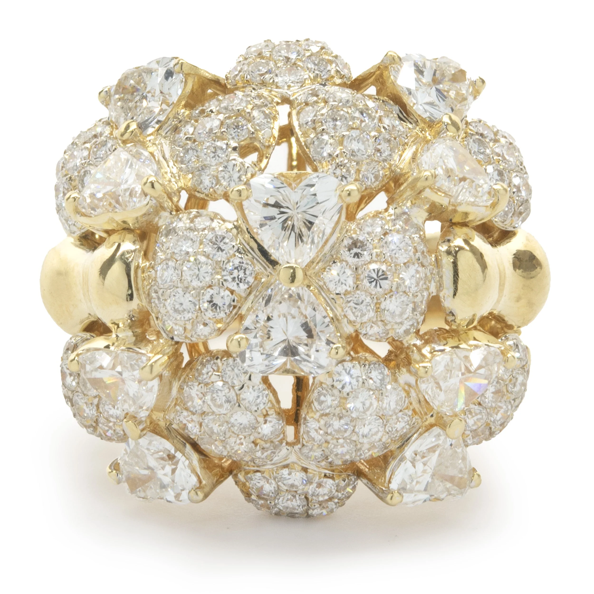 R.C.M 18 Karat Yellow Gold Pave Diamond Dome Ring