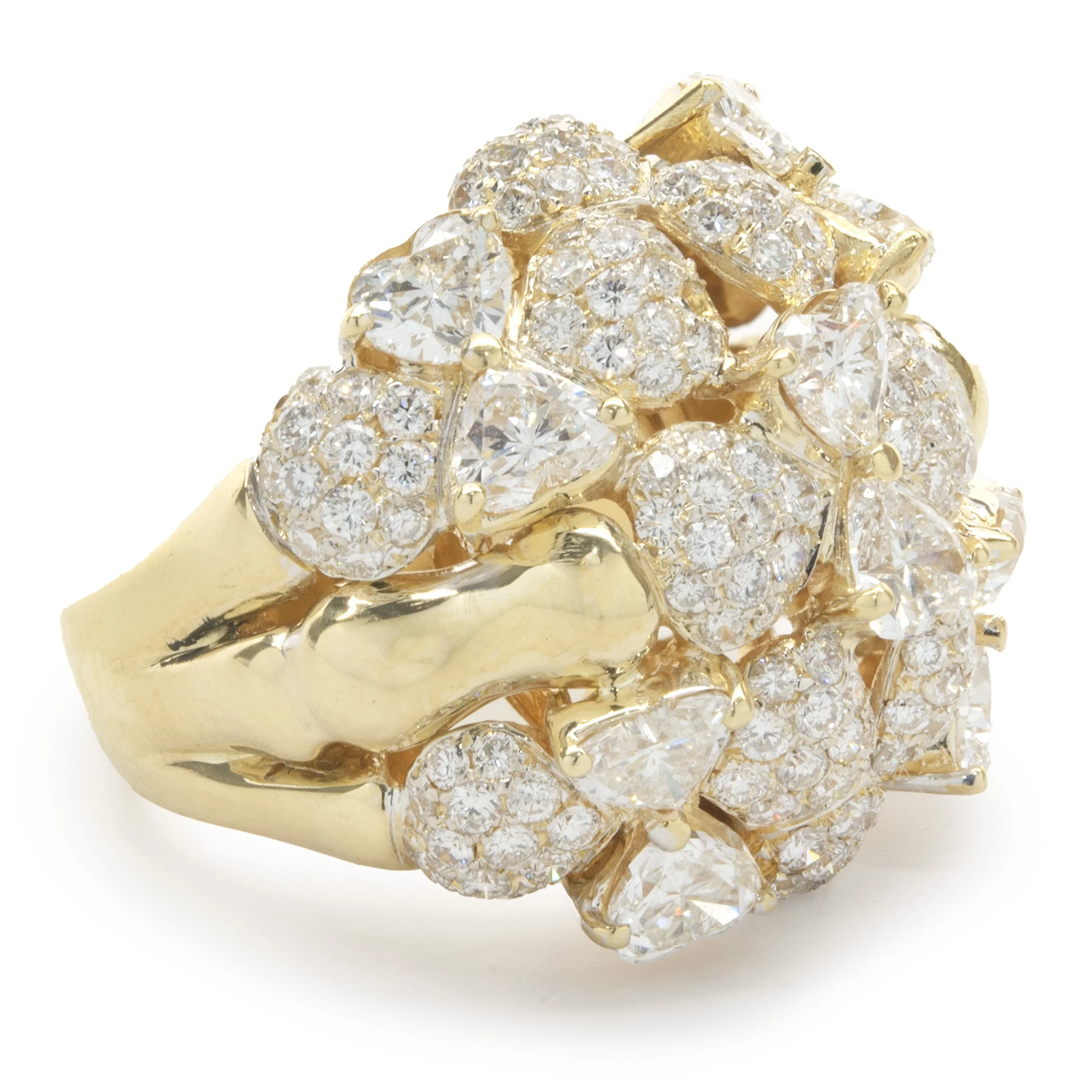 R.C.M 18 Karat Yellow Gold Pave Diamond Dome Ring - Image 2