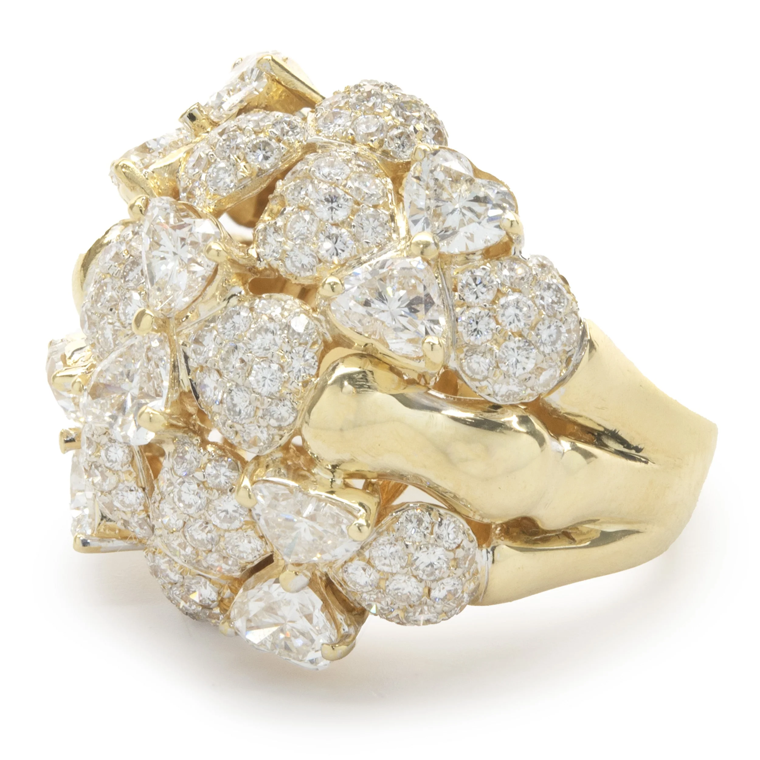 R.C.M 18 Karat Yellow Gold Pave Diamond Dome Ring - Image 3