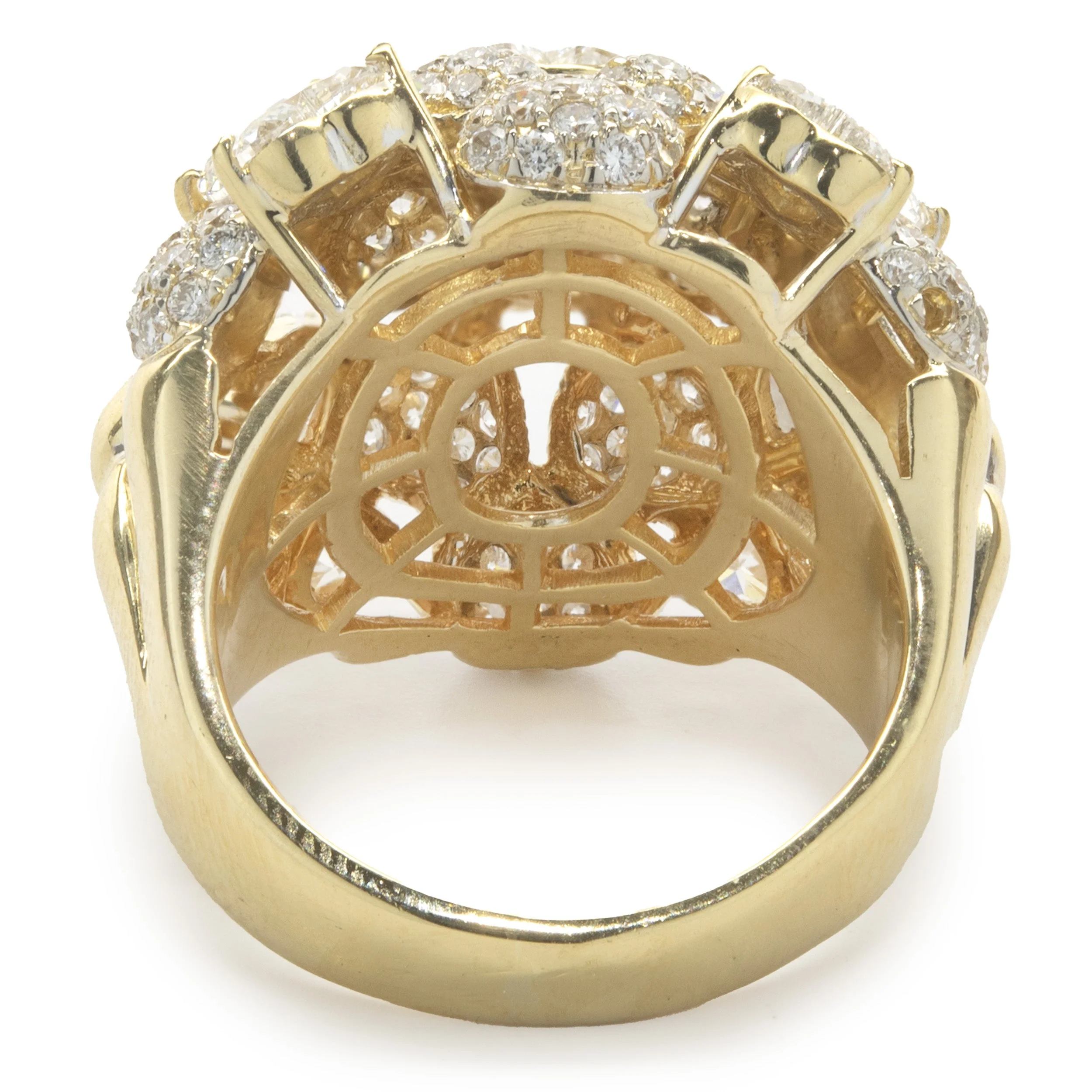 R.C.M 18 Karat Yellow Gold Pave Diamond Dome Ring - Image 4