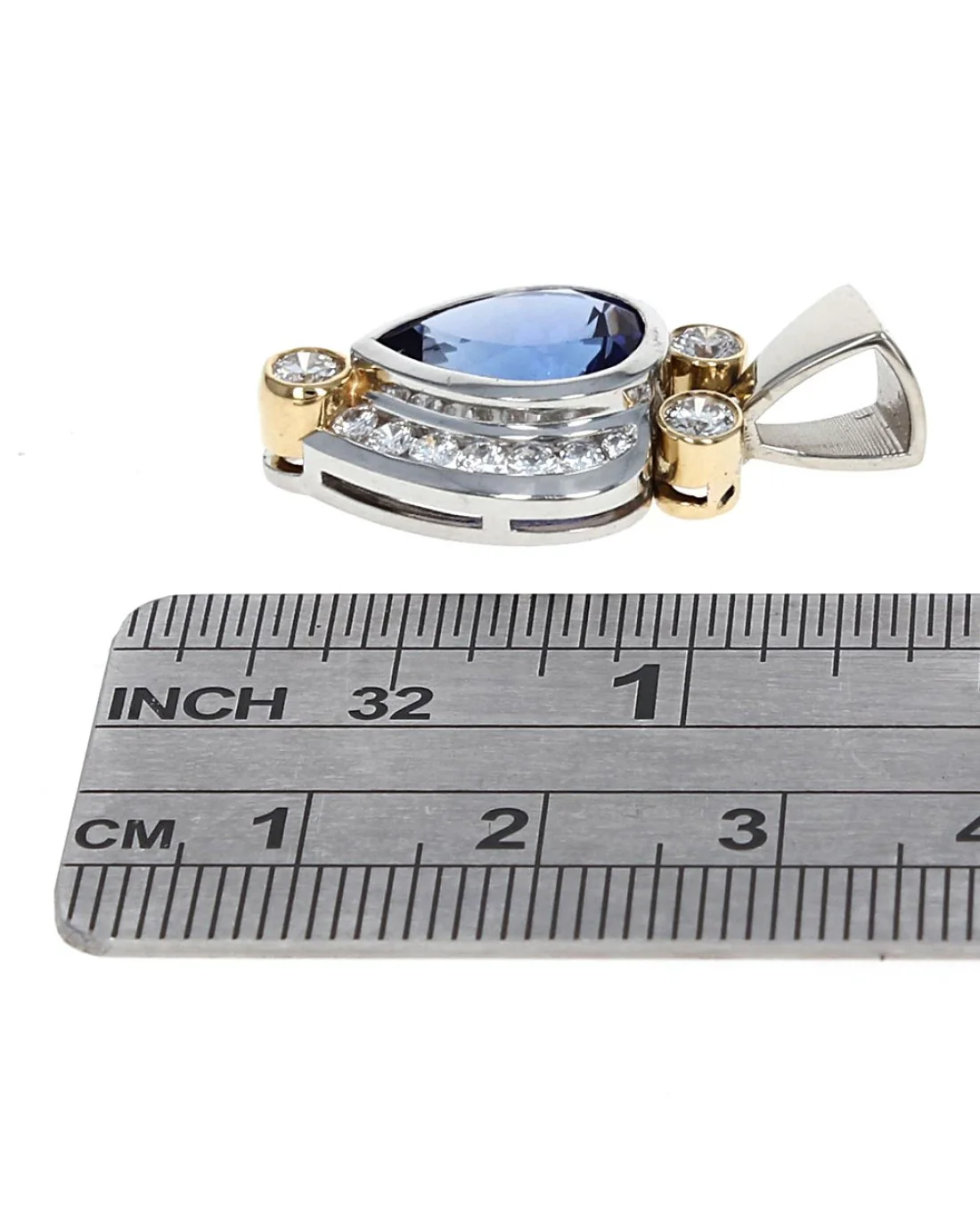 Richard Krementz Pear Shaped Tanzanite and Diamond Pendant - Image 3