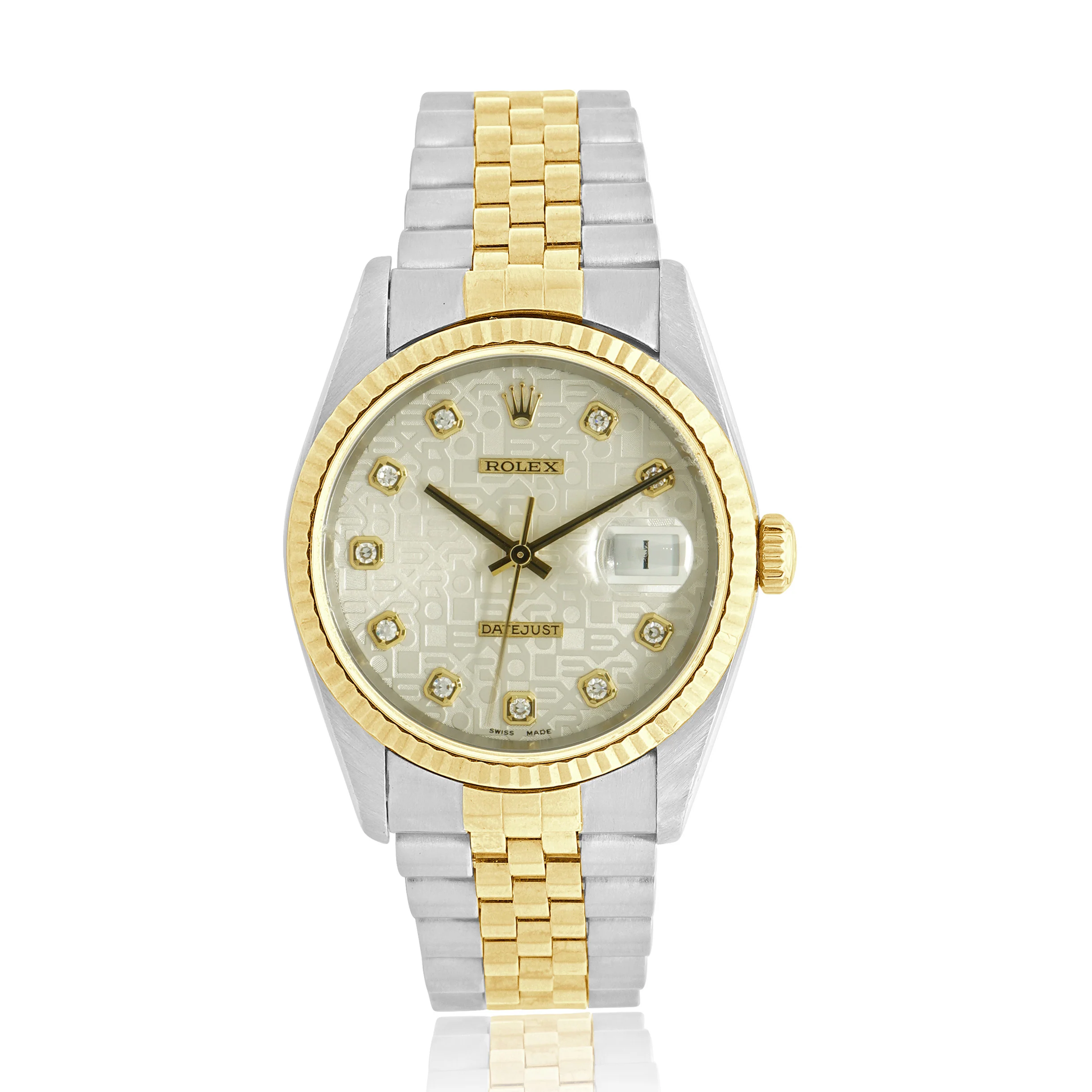 Rolex Two Tone Yellow Gold Datejust 36mm Silver Jubilee Diamond Dial