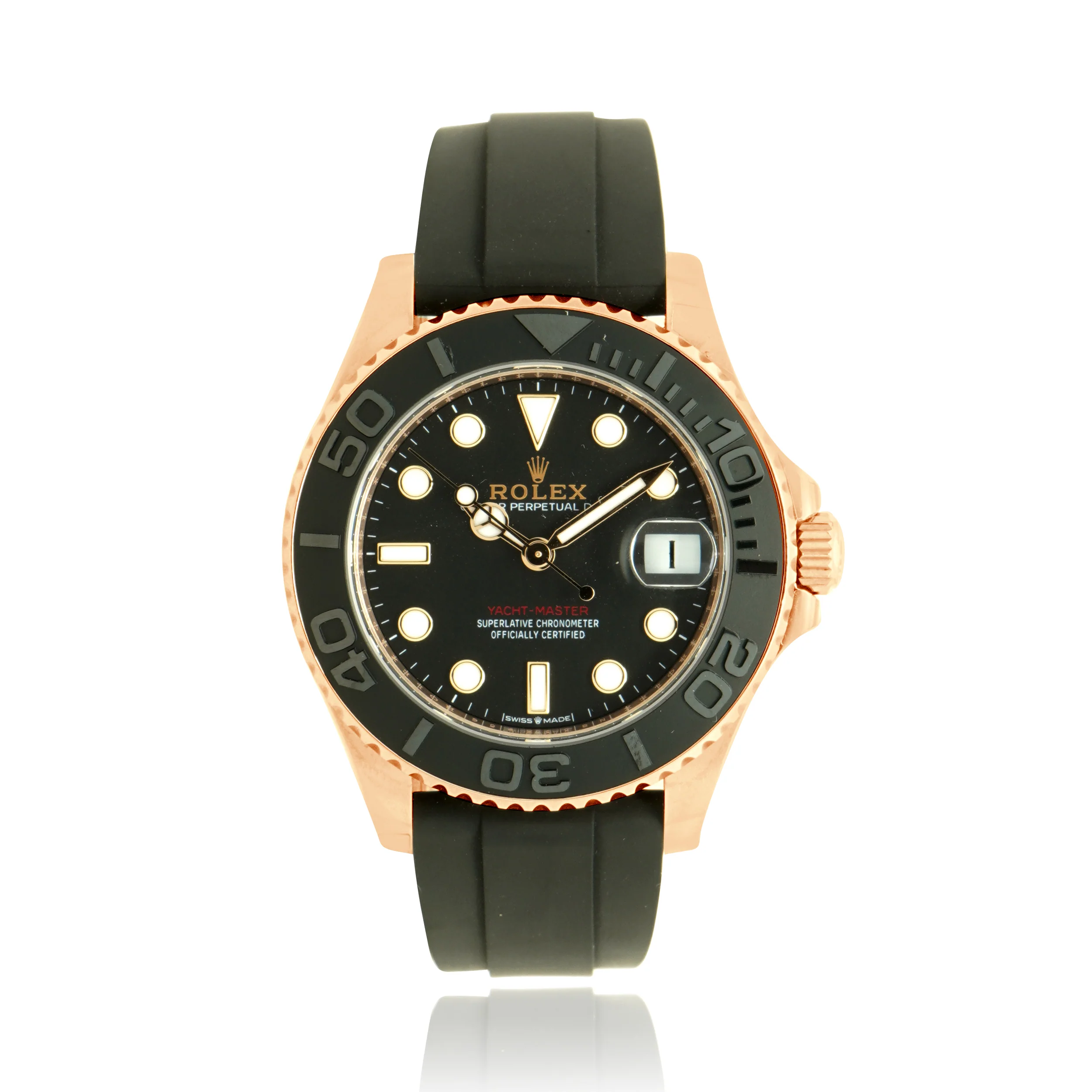 Rolex Yacht-Master Black Dial 18k Everose Gold on Rubber Strap 37mm 2025