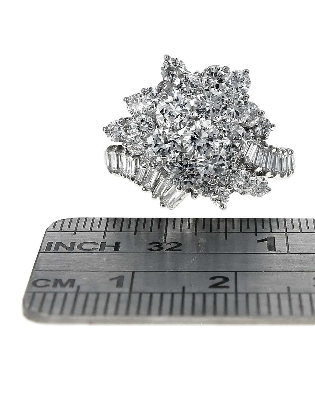 Round and Baguette Diamond Bypass Cocktail Ring - Image 3