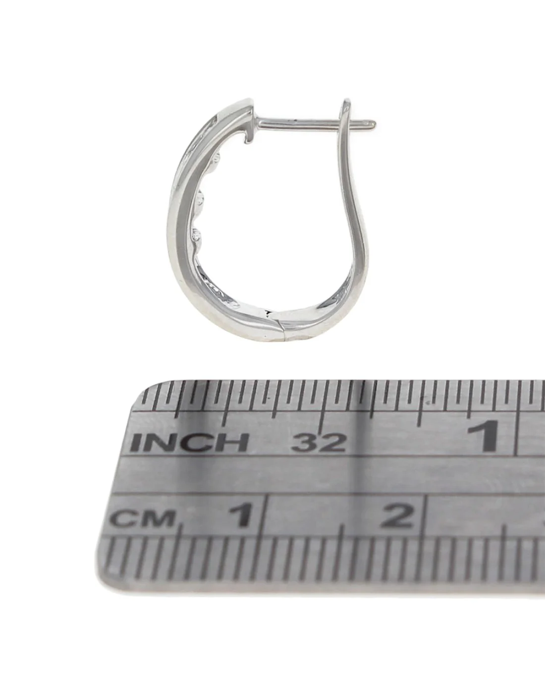 Round and Baguette Diamond Curved Earrings - Image 3