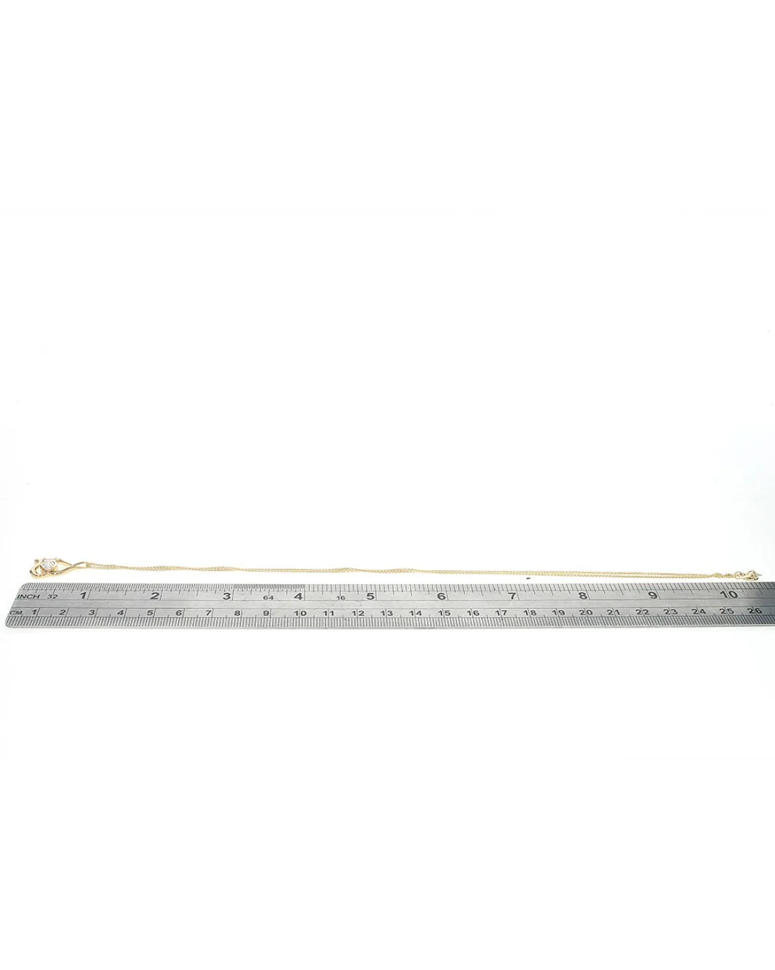 Round and Baguette Diamond Drop Necklace - Image 3