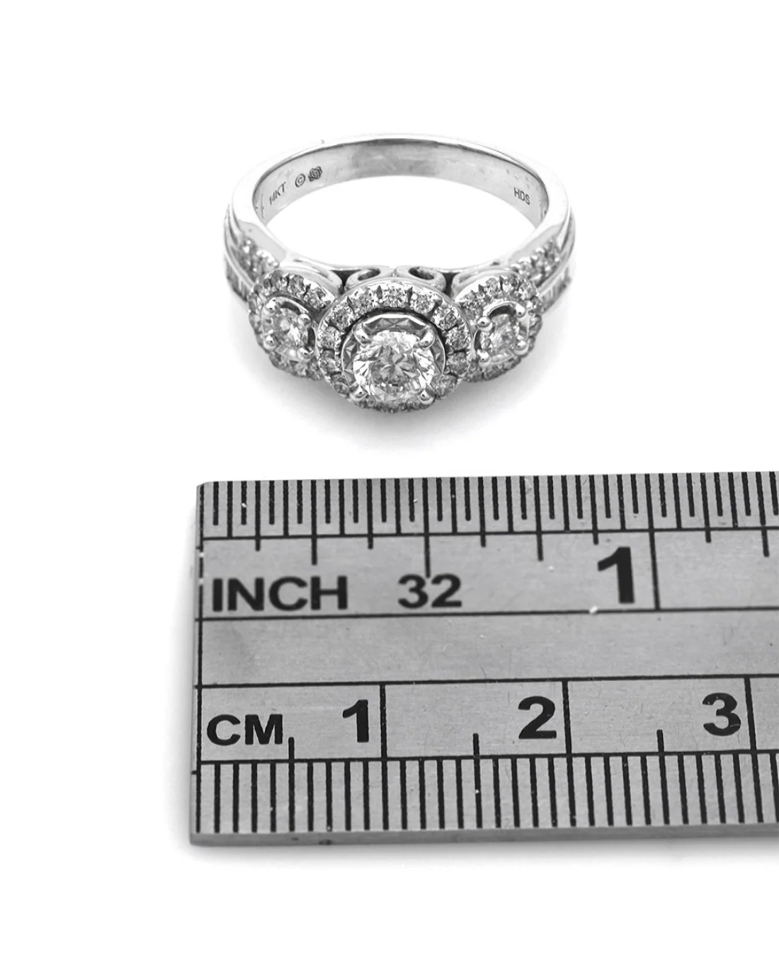 Round and Baguette Diamond Engagement Ring in White Gold - Image 3