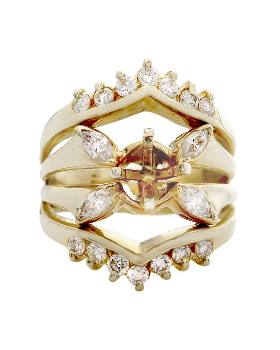 Round and Marquise Diamond Chevron Mounting - Image 2