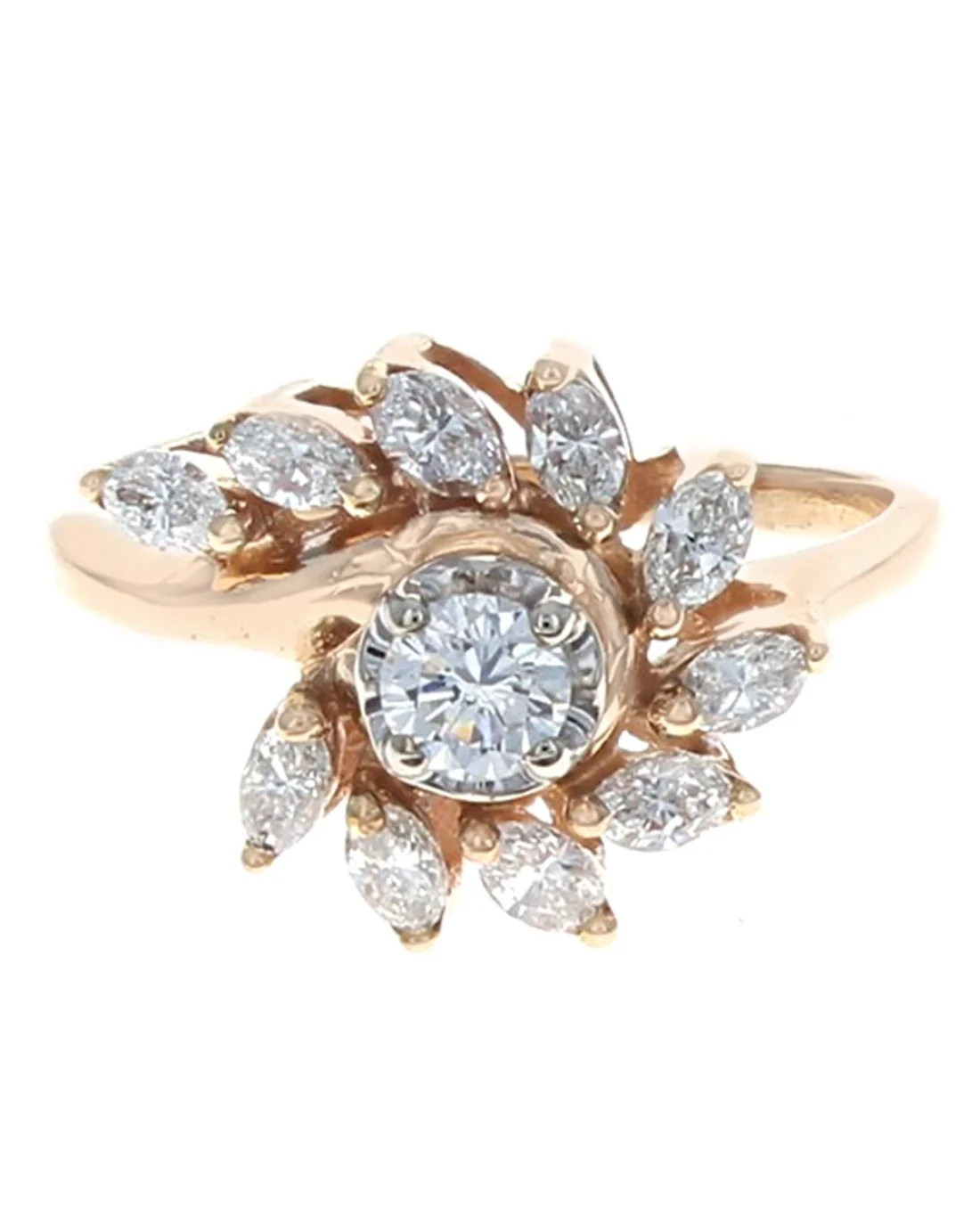 Round and Marquise Diamond Fashion Ring - Image 2