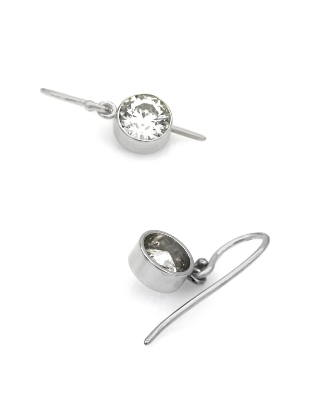 Round Brilliant Cut Diamond Earring Drops in 14KW - Image 2