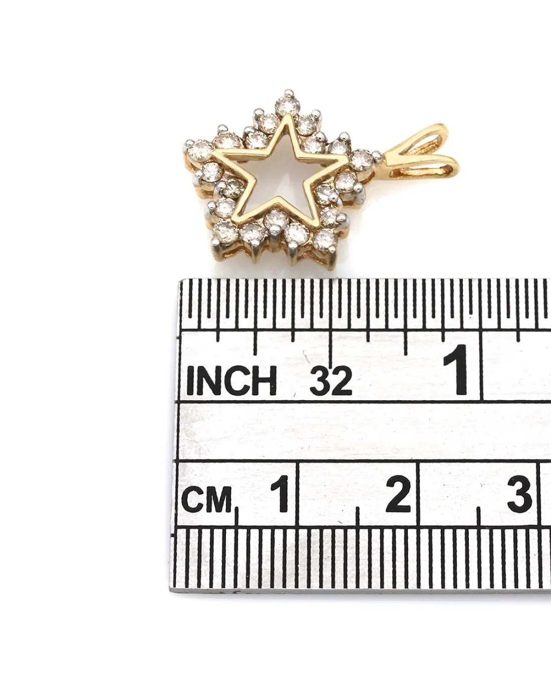 Round Diamond Star Pendant in Two-Tone 10k White and Yellow Gold - Image 3