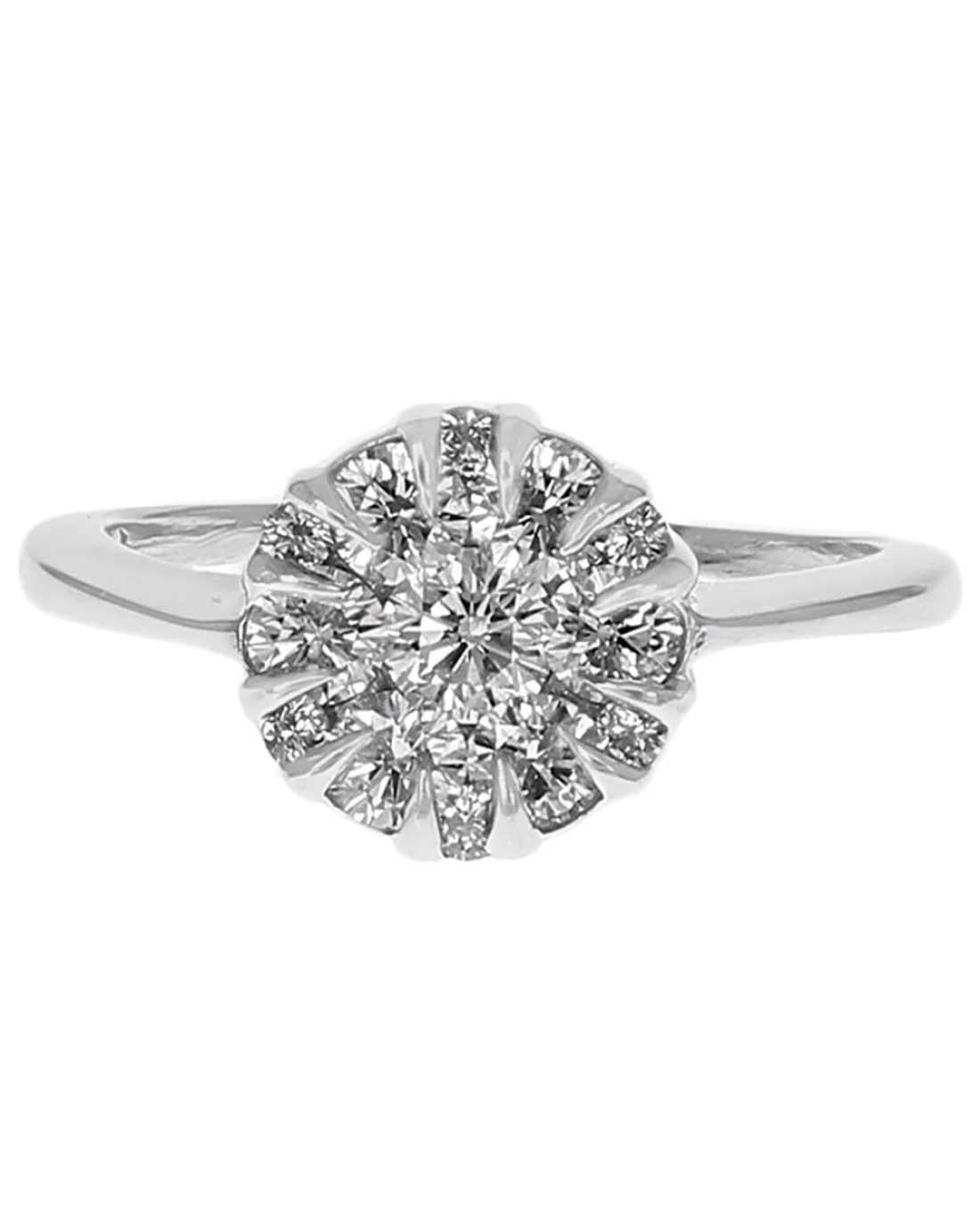 Round Top Diamond Cluster Ring - Image 2