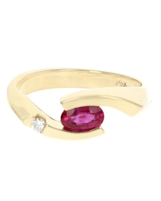 Ruby and Diamond Bypass Ring - Image 2