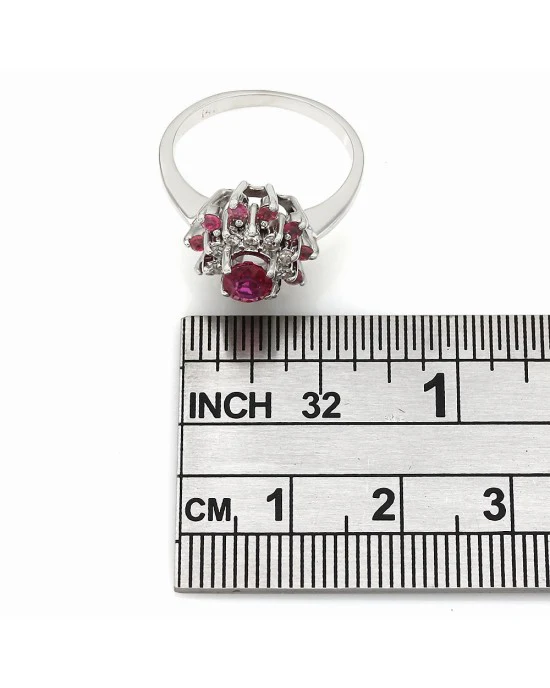 Ruby and Diamond Cluster Ring - Image 3