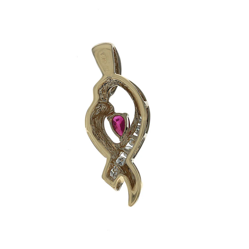 Ruby and Diamond Crossover Heart Pendant - Image 2