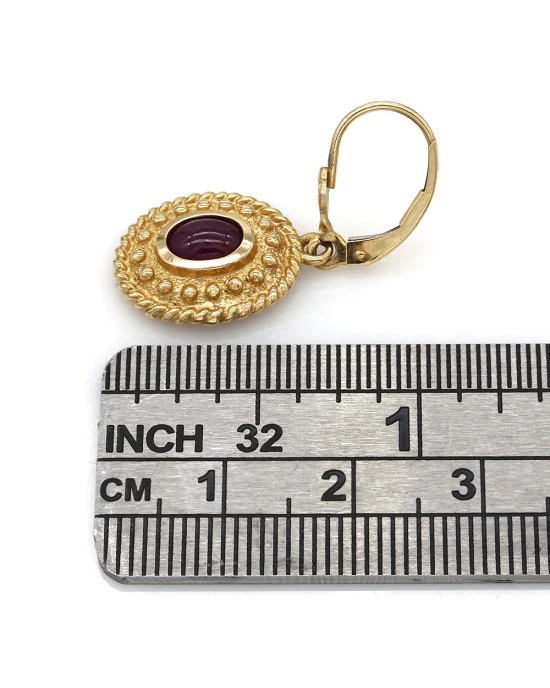 Ruby Drop Earrings in Gold - Image 3