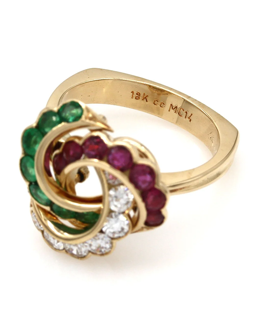 Ruby, Emerald and Diamond Ring in Gold - Image 3