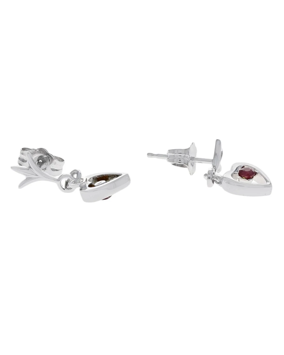 Ruby Open Heart Miniature Drop Earrings - Image 2