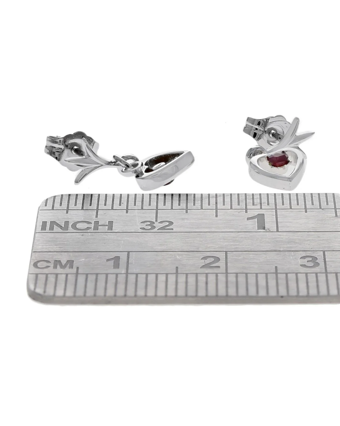 Ruby Open Heart Miniature Drop Earrings - Image 3