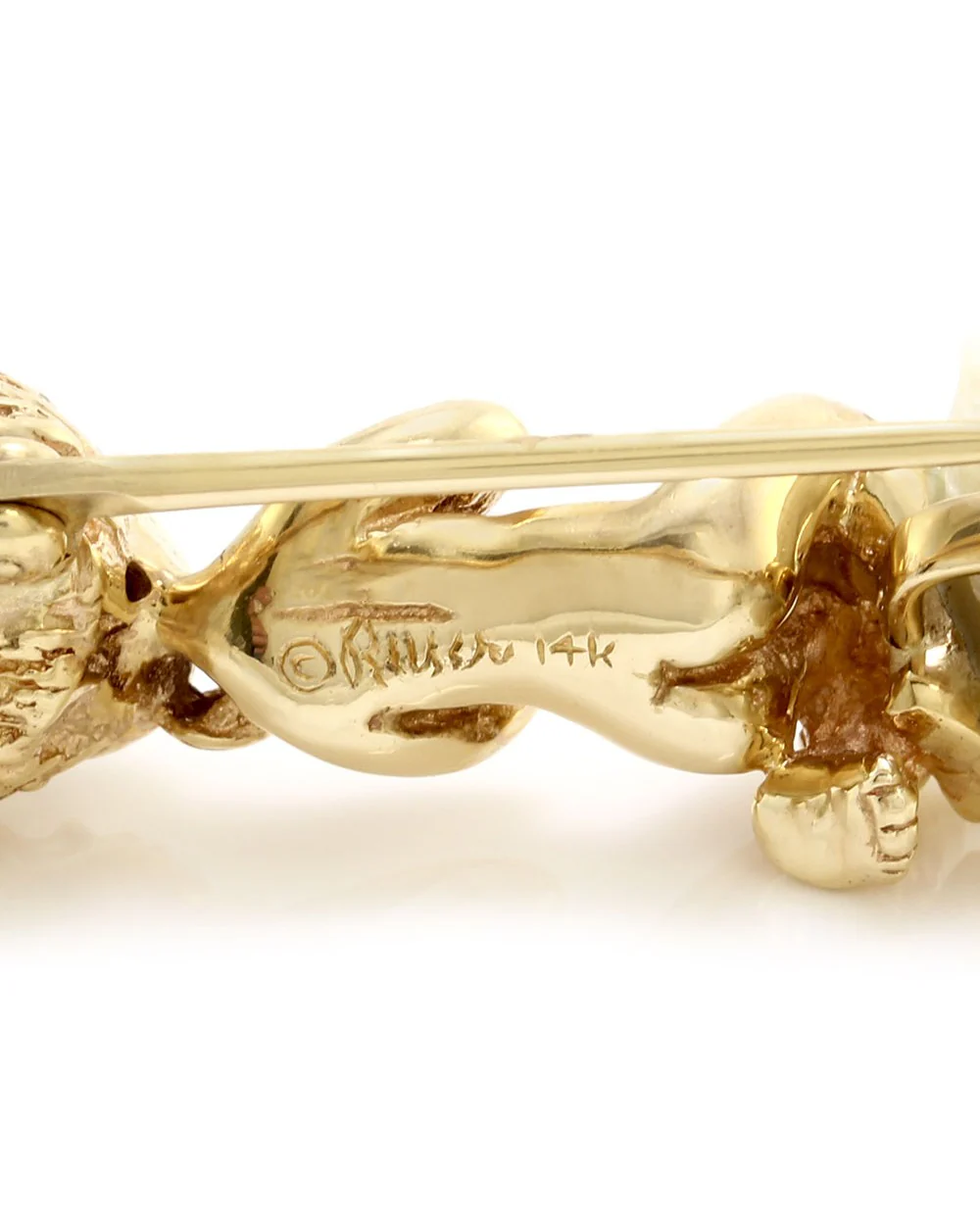 Ruser Freshwater Pearl and Sapphire Cherub on Cloud Pin - Image 2