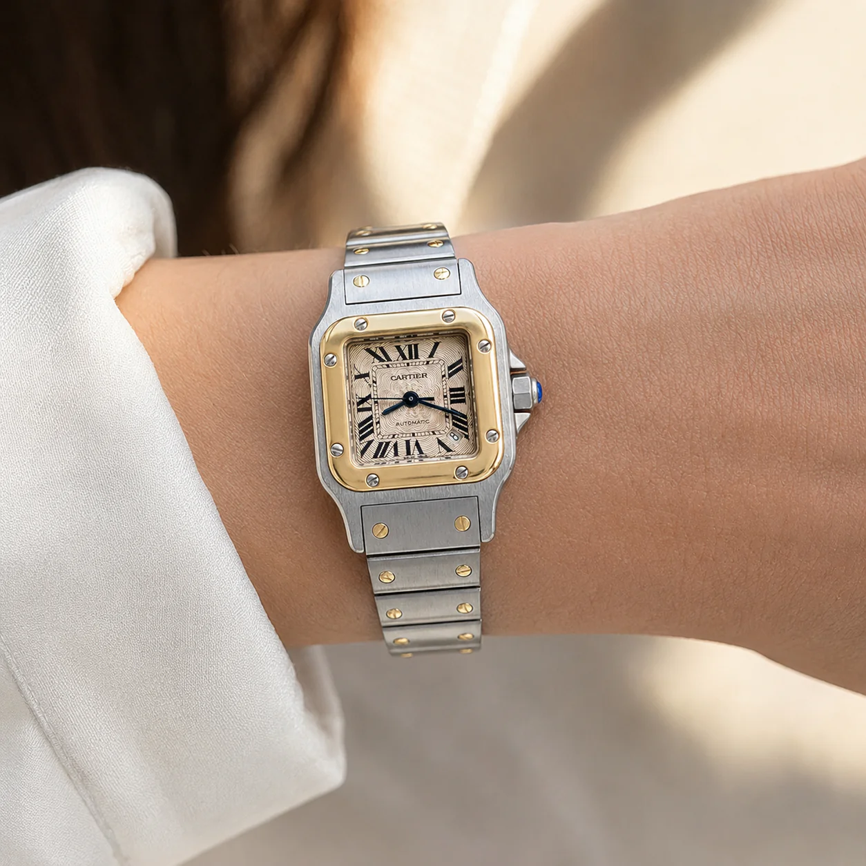Santos de Cartier Galbee 24mm Stainless Steel Yellow Gold W20057C4 - Image 6