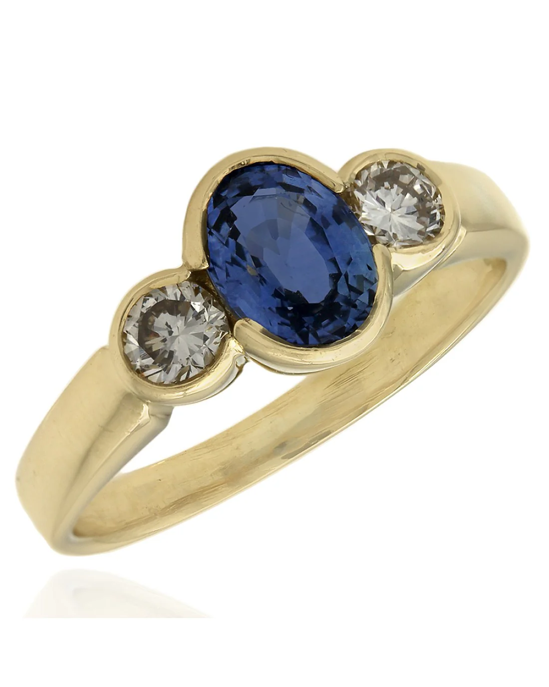 Sapphire and Diamond 3 Stone Ring