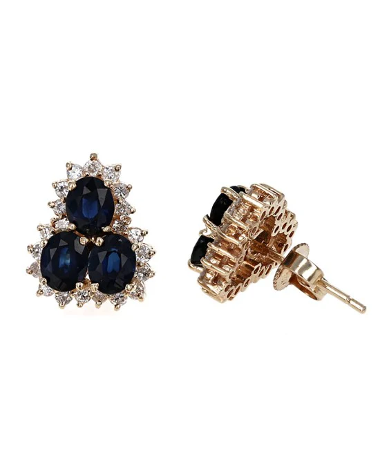 Sapphire and Diamond Triangular Shaped Earrings - Image 2