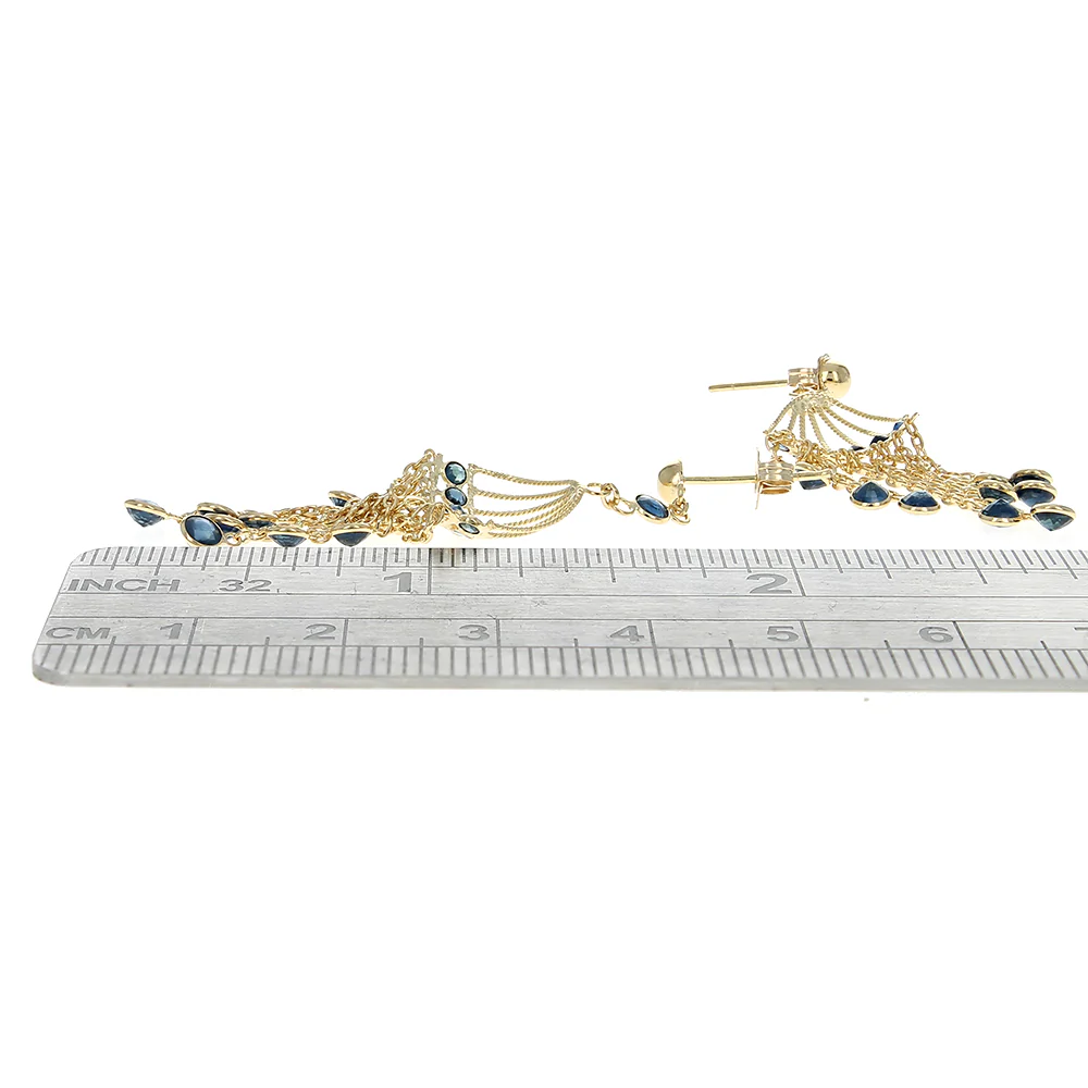 Sapphire Birdcage Chandelier Earrings in Yellow Gold - Image 3