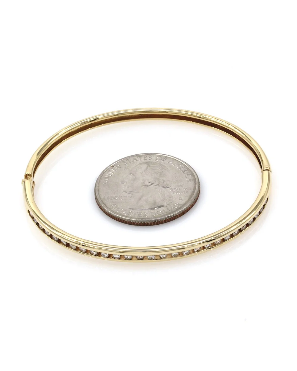 Single Row Diamond Hinged Bangle Bracelet - Image 3