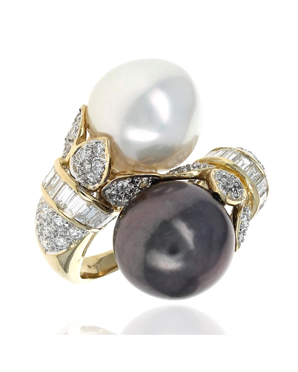 South Sea and Tahitian Pearl Diamond Toi Et Moy Ring