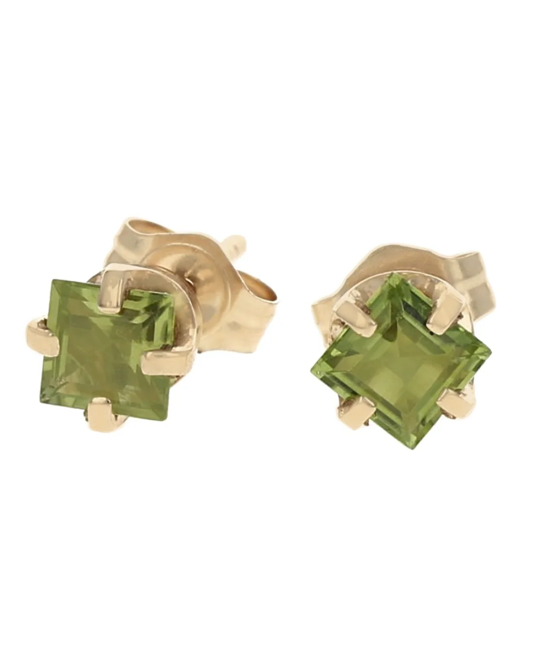 Square Peridot Stud Earrings - Image 2