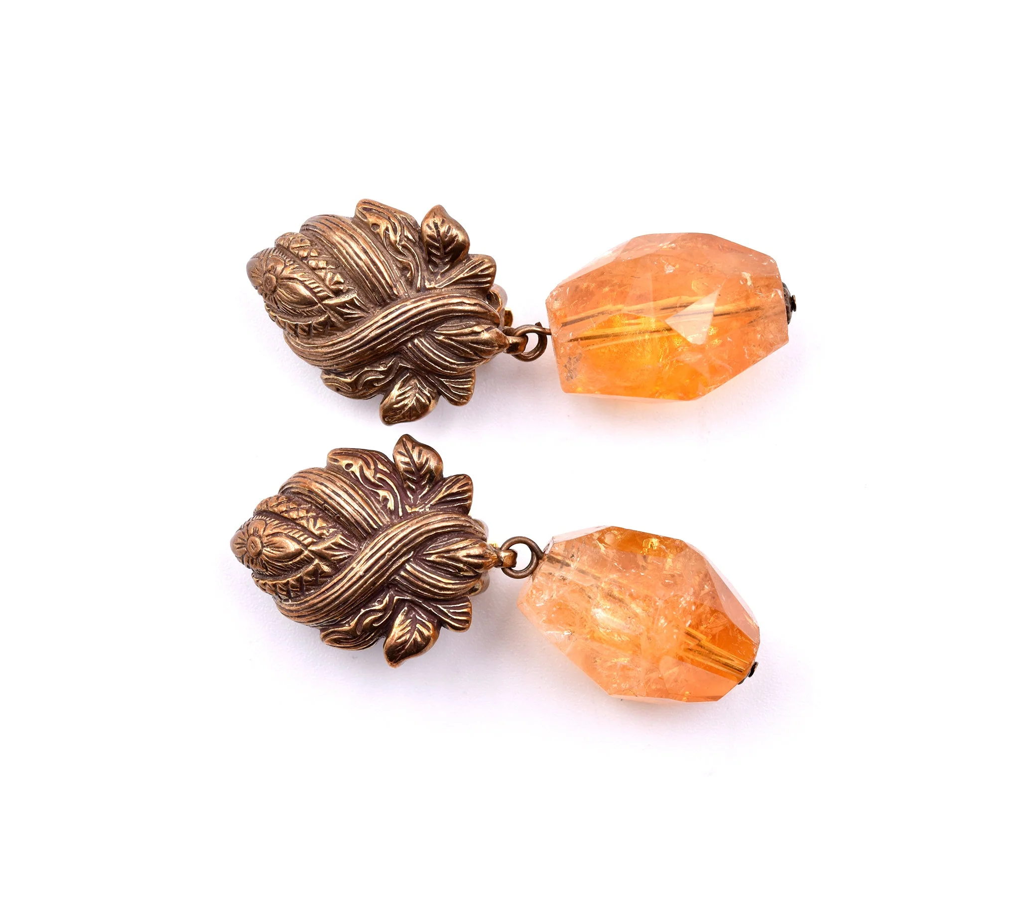 Stephen Dweck Sterling Silver Faceted Citrine Nugget Drop Earrings - Image 2