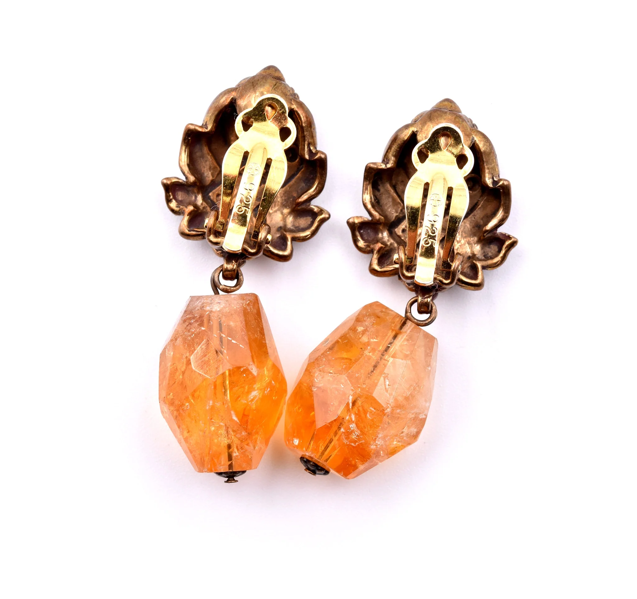 Stephen Dweck Sterling Silver Faceted Citrine Nugget Drop Earrings - Image 3