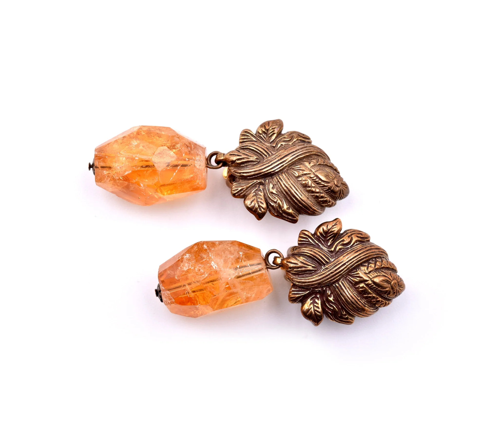 Stephen Dweck Sterling Silver Faceted Citrine Nugget Drop Earrings - Image 4