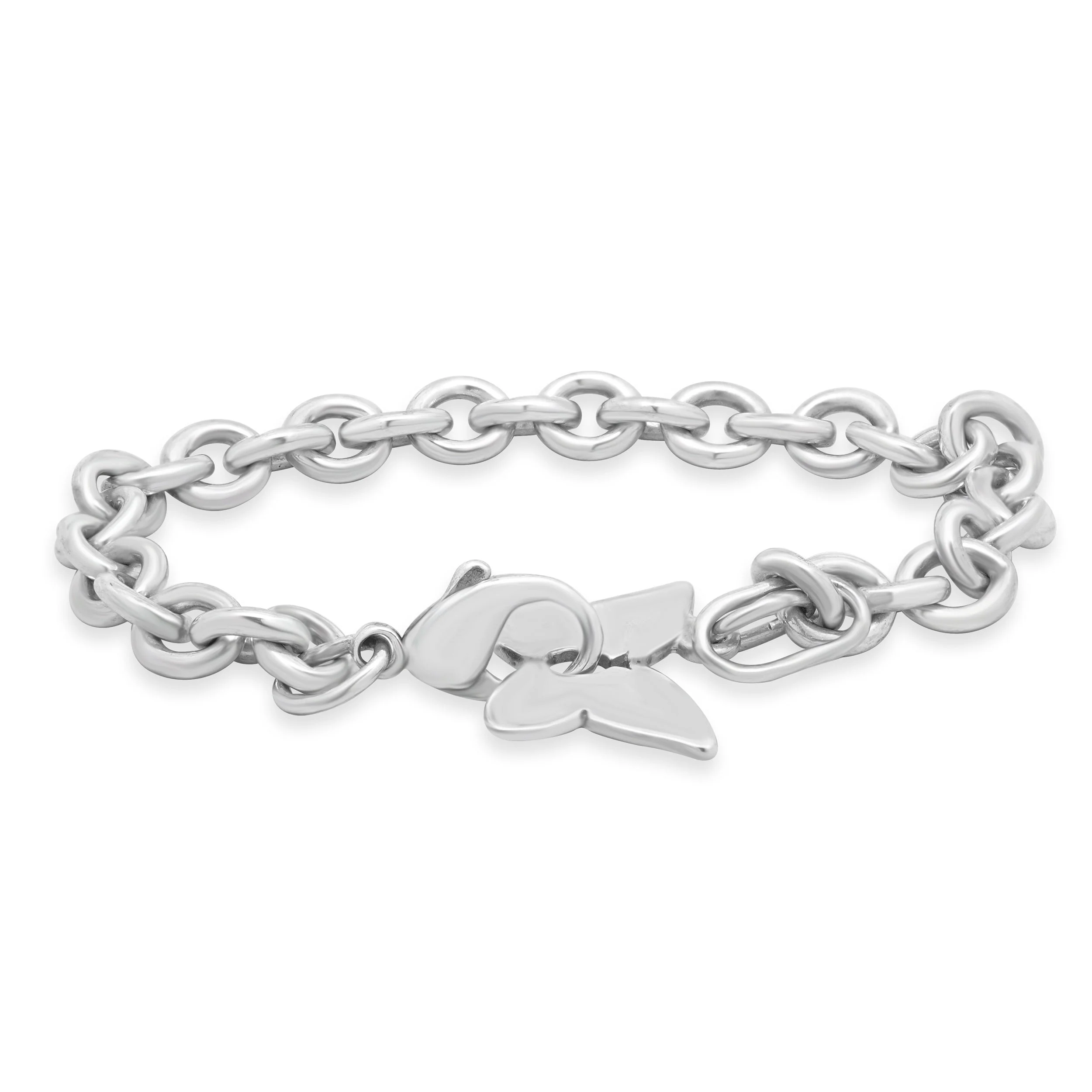 Sterling Silver Butterfly Charm Link Bracelet 7.5"