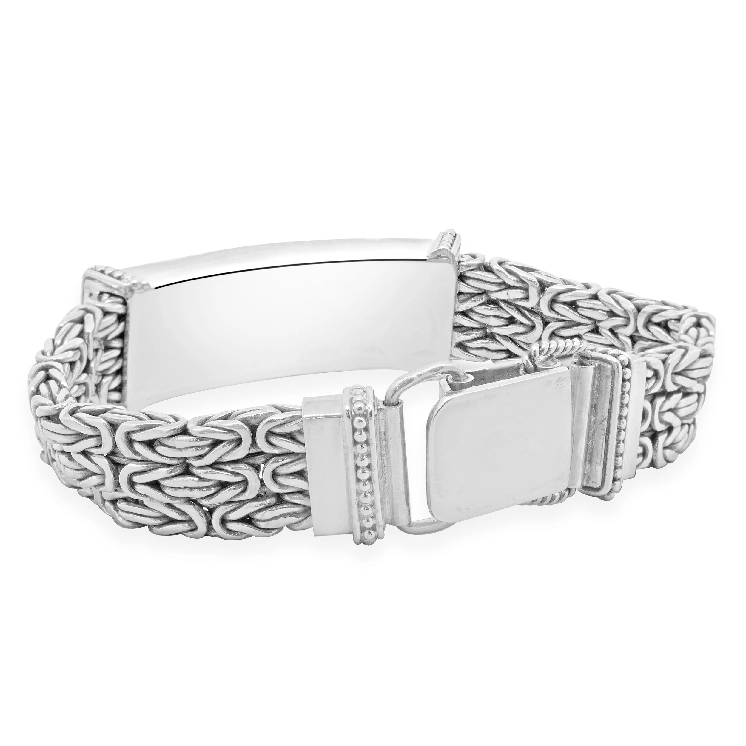 Sterling Silver Three Row Byzantine Style Bracelet - Image 3