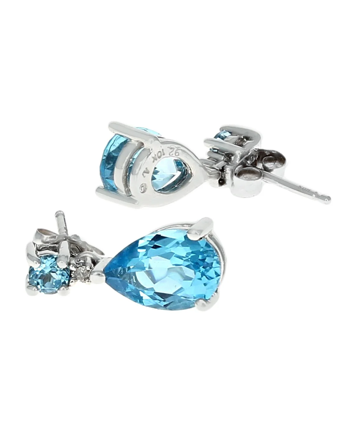 Swiss Blue Topaz and Diamond Accent Drop Earrings in White Gold - Image 2