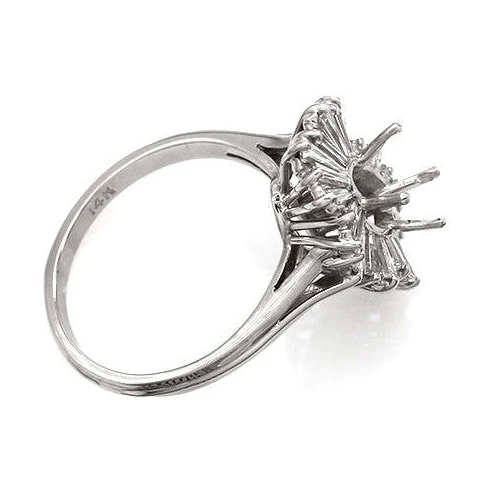 Tapered Baguette Diamond Ballerina Ring Mounting in Gold