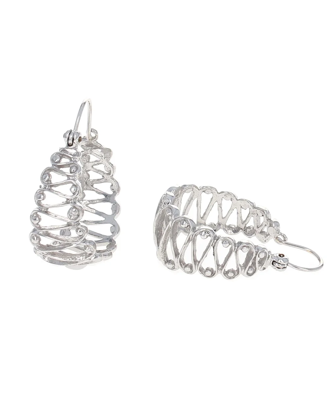 Tapered Squiggle Hoops in White Gold - Image 2