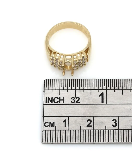 Three Row, Prong Set, Diamond Mounting in 14k Yellow Gold - Image 3