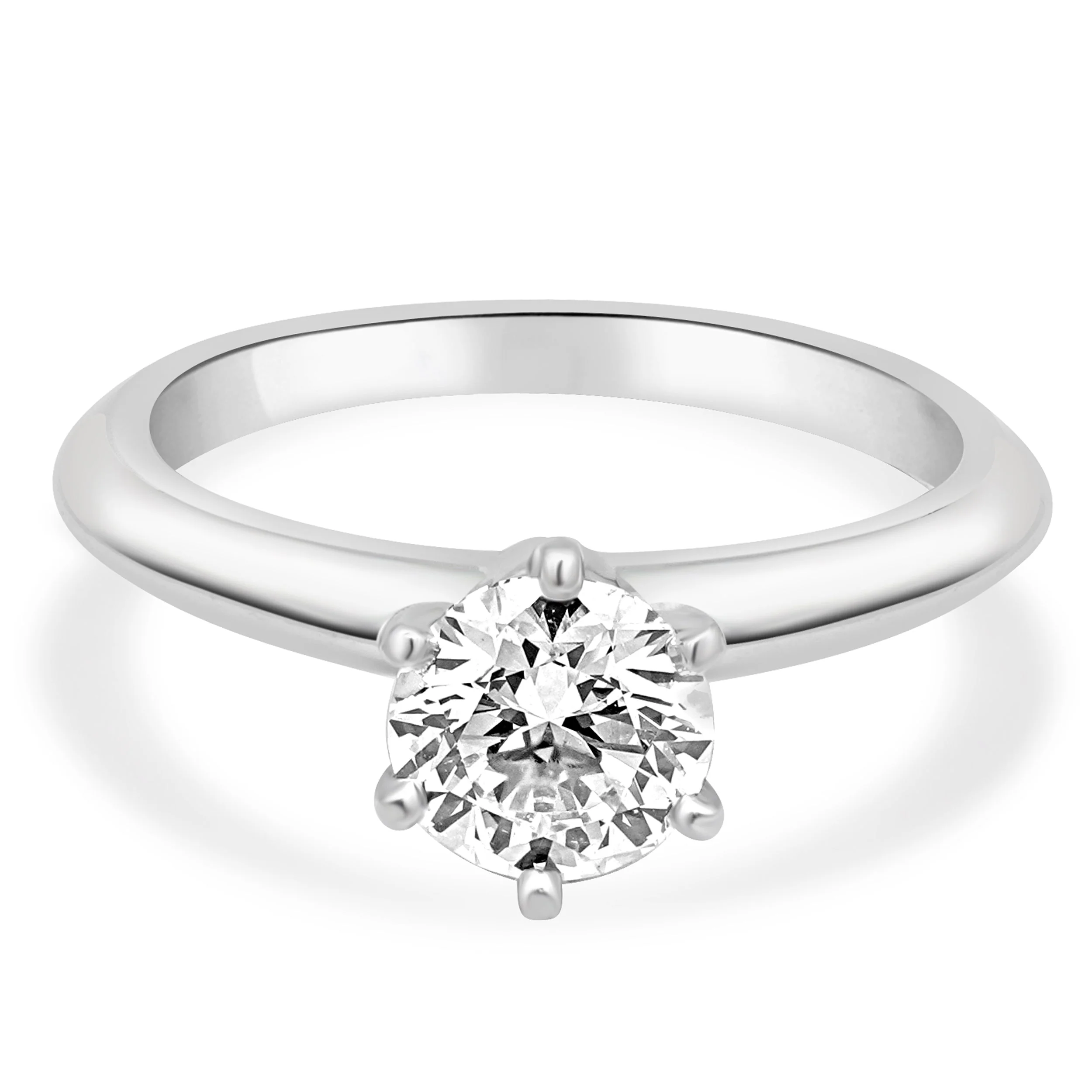 Tiffany & Co. Platinum 6-Prong Set Round Brilliant Cut Diamond Solitaire Engagement Ring