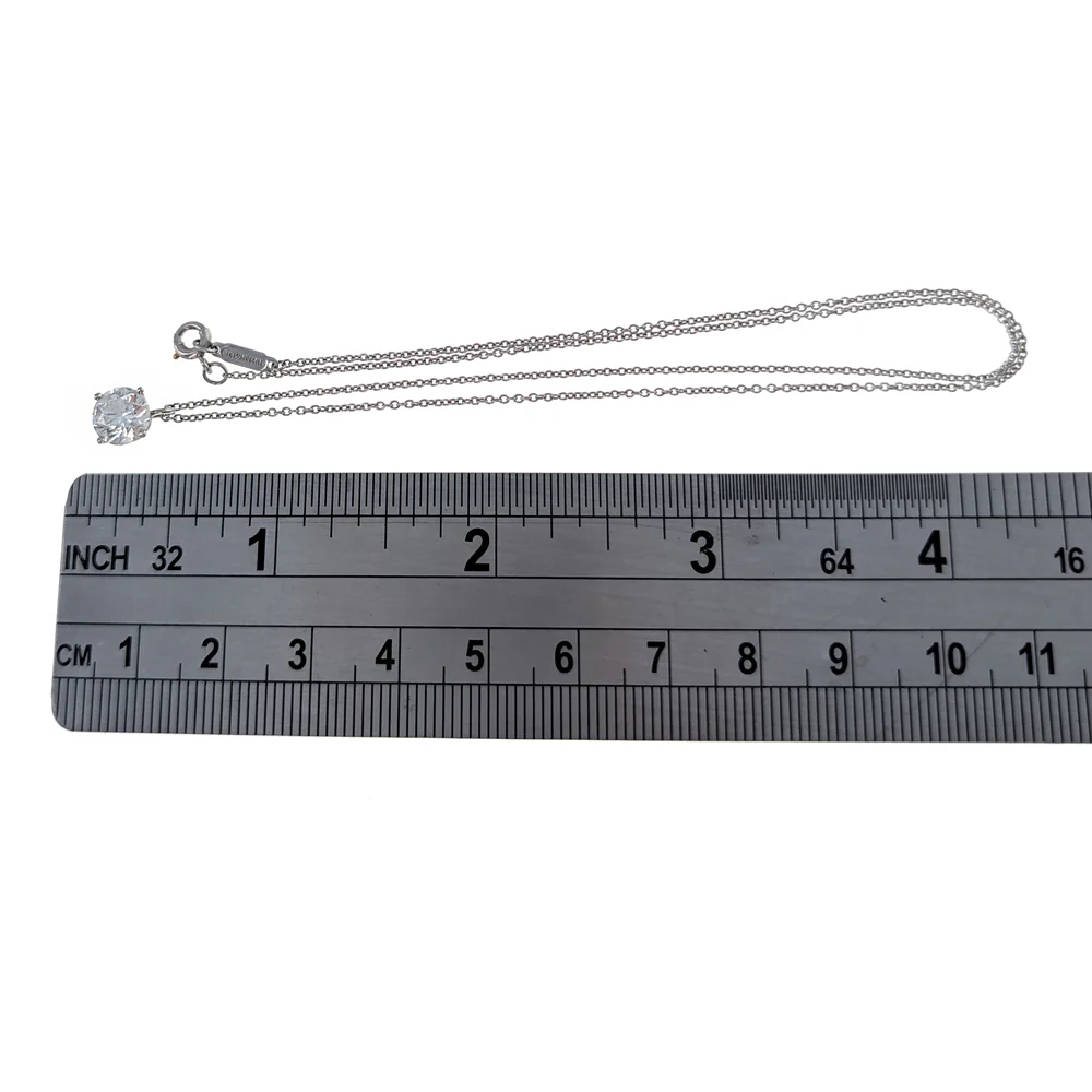 Tiffany & Co. Platinum Round Brilliant Cut Diamond Solitaire Necklace - Image 4