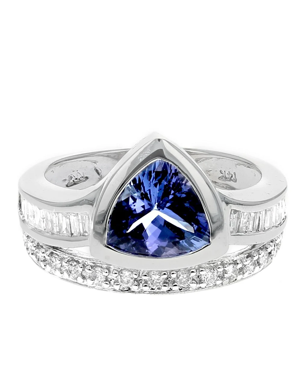 Trillion Tanzanite Diamond Tapered Ring - Image 2