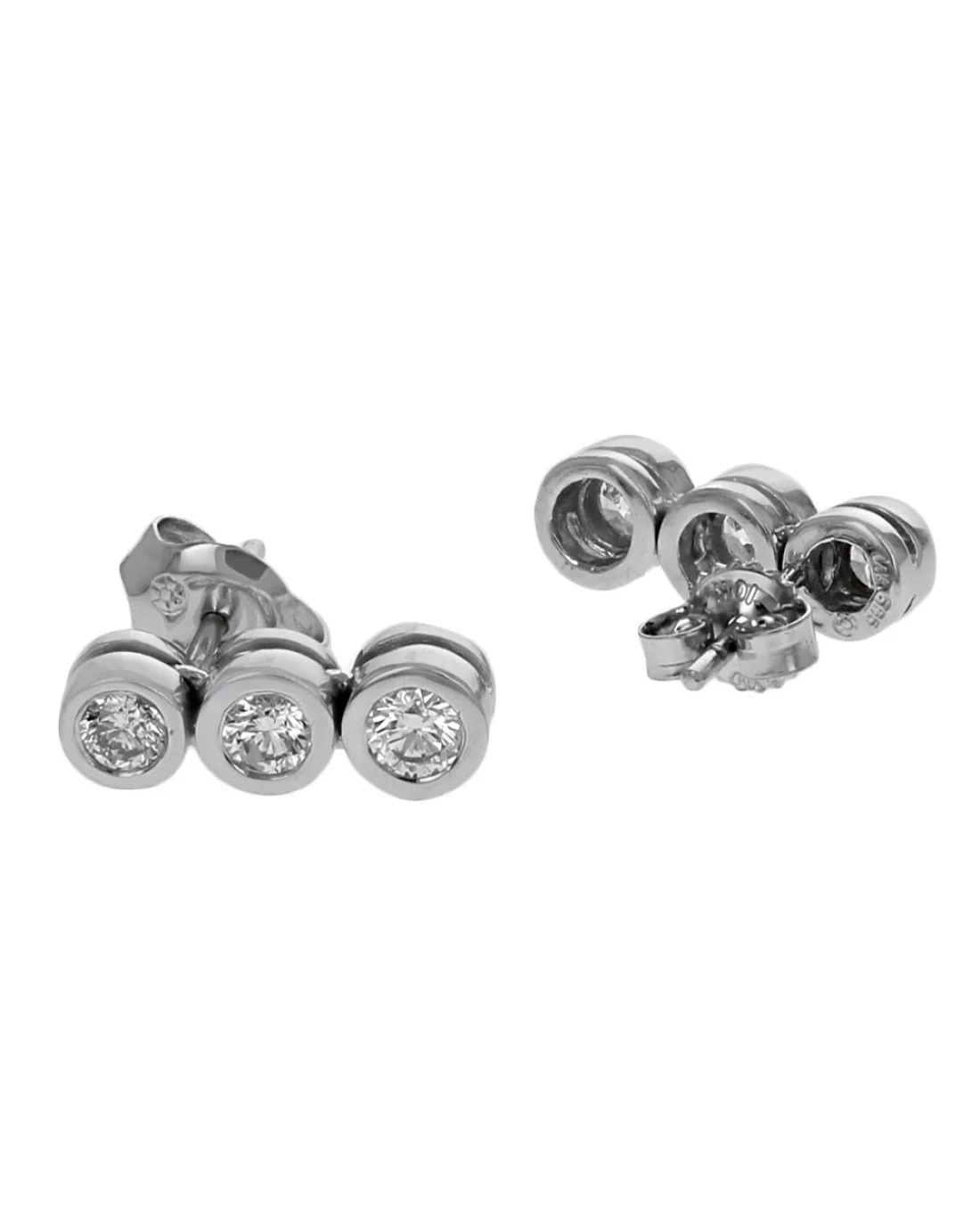 Triple Graduated Diamond Drop Earrings - Image 2