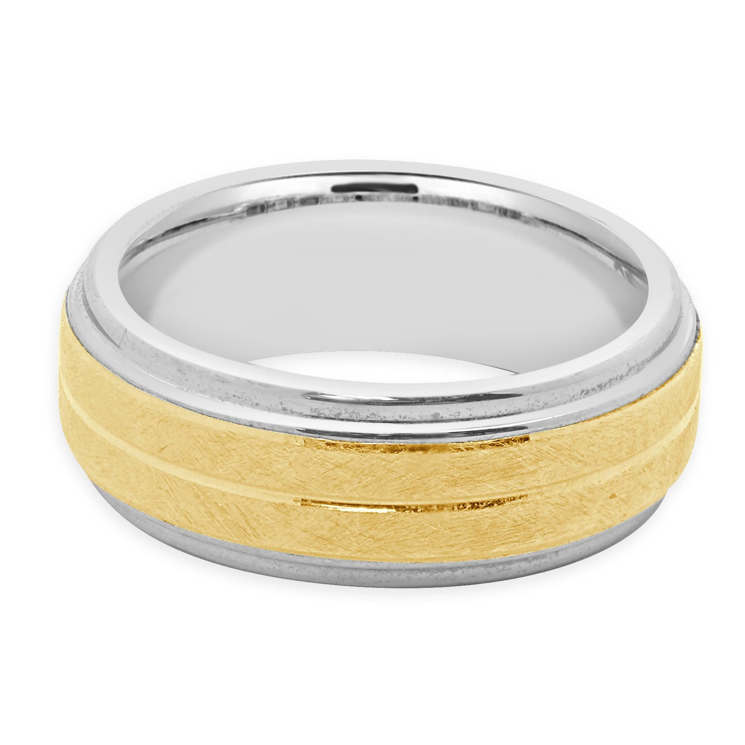 Tungsten & 10 Karat Yellow Gold Inlay 8mm Band