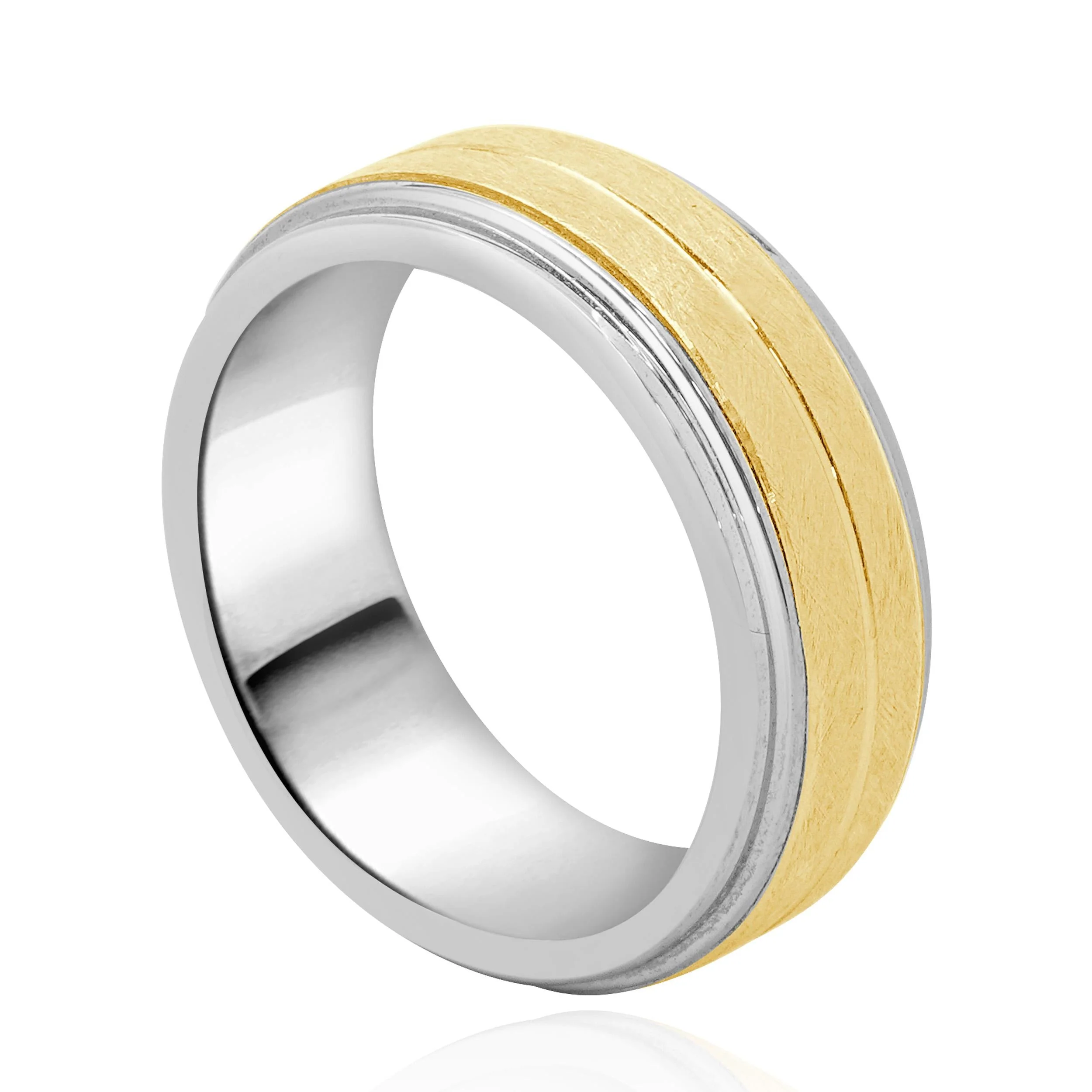 Tungsten & 10 Karat Yellow Gold Inlay 8mm Band - Image 4