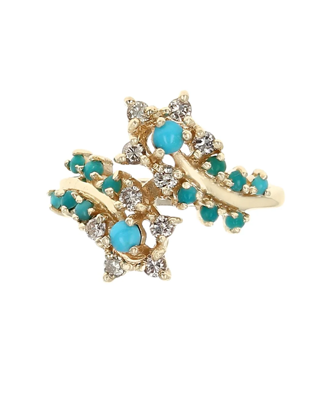 Turquoise and Diamond Bypass Star Ring - Image 2