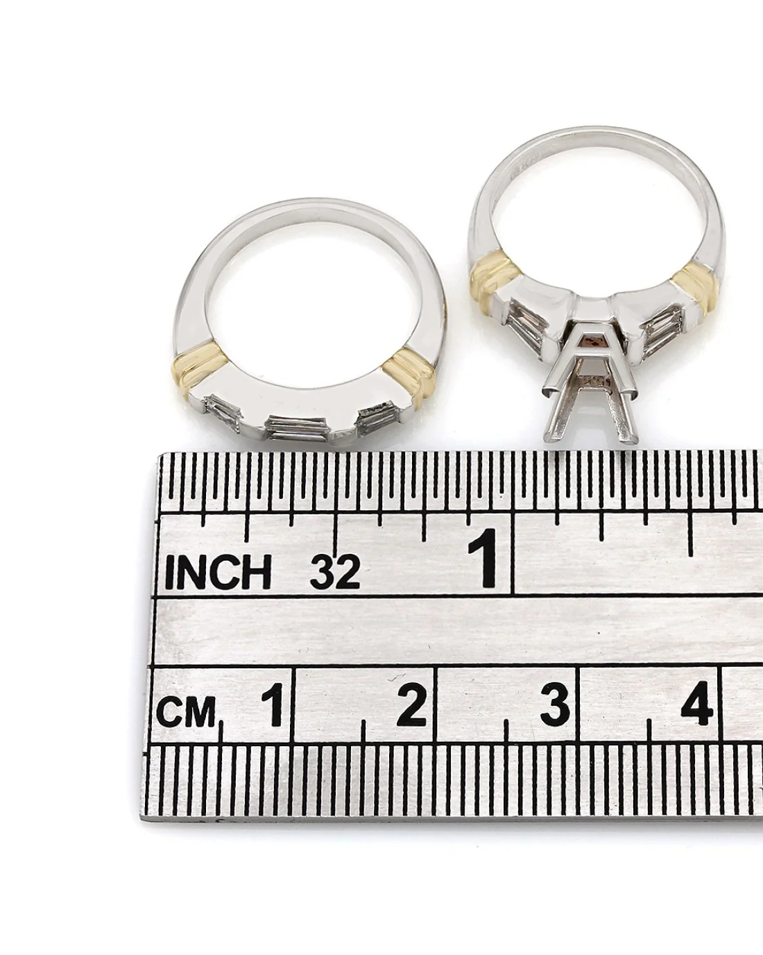 Two Piece, Baguette Diamond Mounting in Platinum and 18k Yellow Gold - Image 3